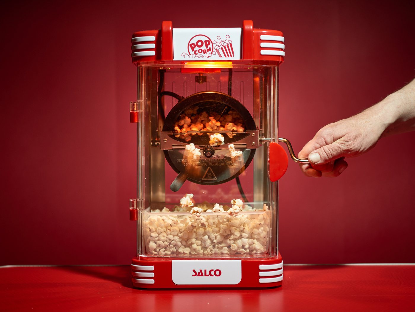 SALCO Popcornmaschine SNP-24, Edelstahlkessel, Eingebautes Rührsystem, inkl. Popcorn-Schale – Bild 3 von 5