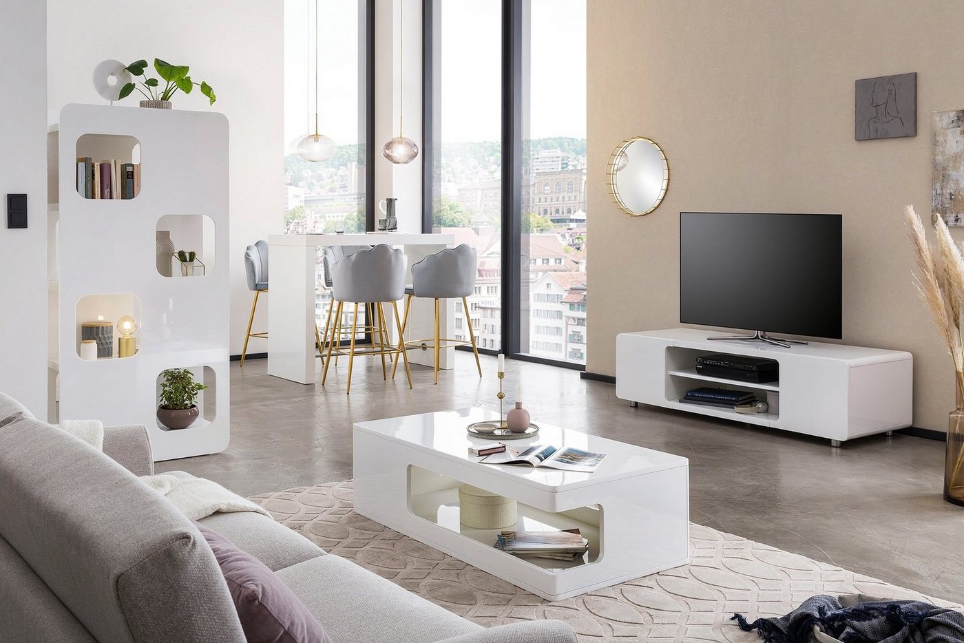 SalesFever Bartisch Hochtisch im eleganten Stil, Edle Querstrebe in Chromoptik aus rostfreiem Stahl – Bild 2 von 5