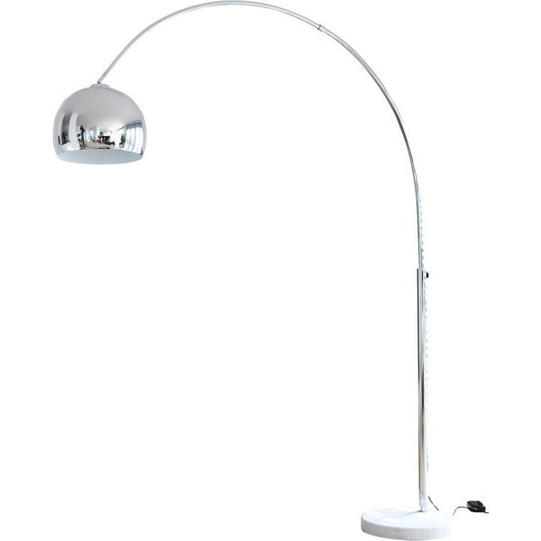 SalesFever Bogenlampe Finn Modernes Design mit verchromtem Bogen und echtem Marmorfuß, Dimmer, ohne Leuchtmittel, 1x E27, dimmbar, höhenverstellbar, 208 cm, Bog