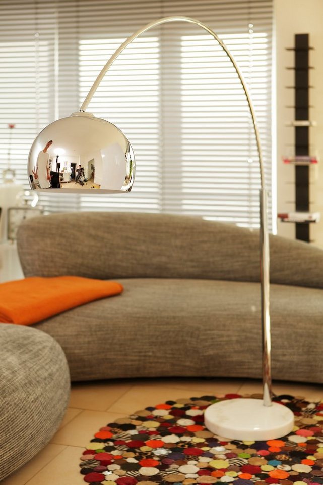 SalesFever Bogenlampe Finn Modernes Design mit verchromtem Bogen und echtem Marmorfuß, Dimmer, ohne Leuchtmittel, 1x E27, dimmbar, höhenverstellbar, 208 cm, Bog – Bild 2 von 4