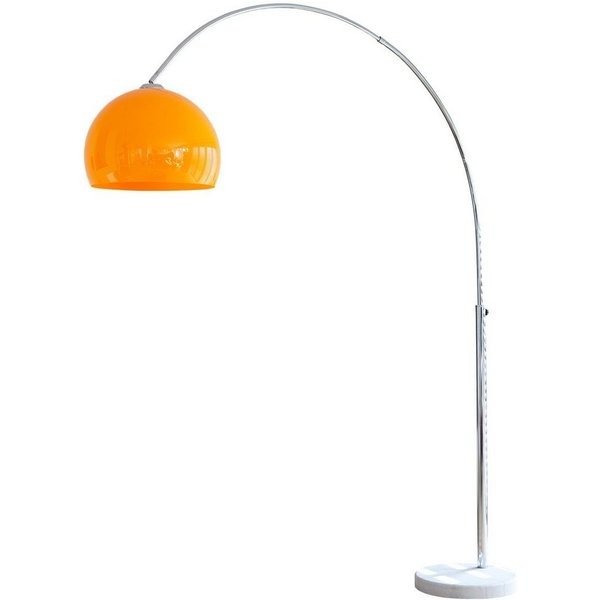 SalesFever Bogenlampe Tammo Ausdrucksstarke Bogenform mit orangefarbenem Lampenschirm, Dimmer, ohne Leuchtmittel, 1x E27 bis 15 W LED, 208 cm, Stehleuchte mit D