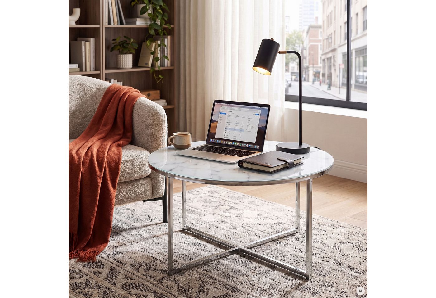 SalesFever Couchtisch Caorle Coffeetable im eleganten Stil, Elegantes Design mit Marmoroptik-Tischplatte – Bild 2 von 5