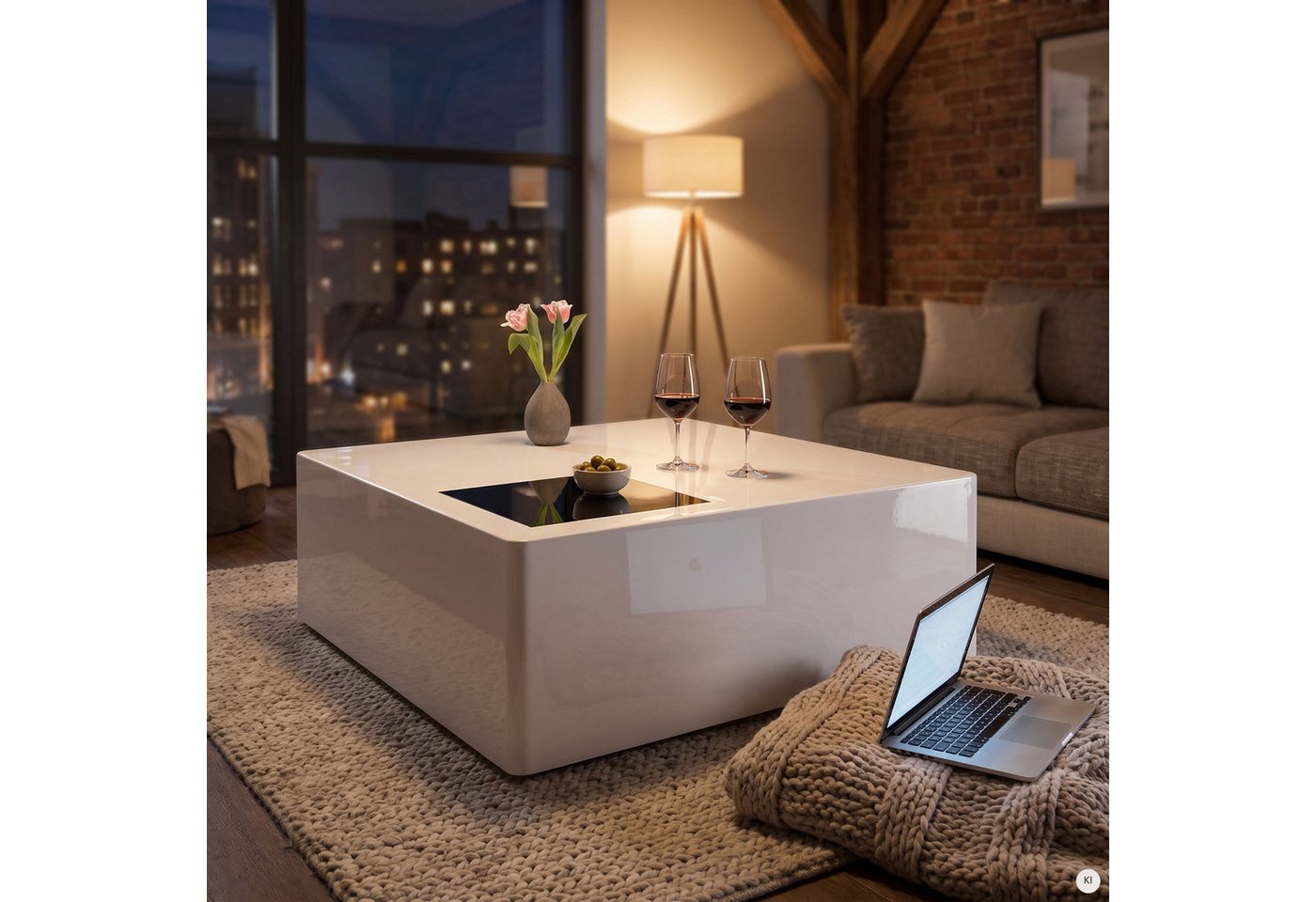 SalesFever Couchtisch Couchtisch mit Stil, Schwarzglas Quadrat: Eleganlt – Bild 2 von 5