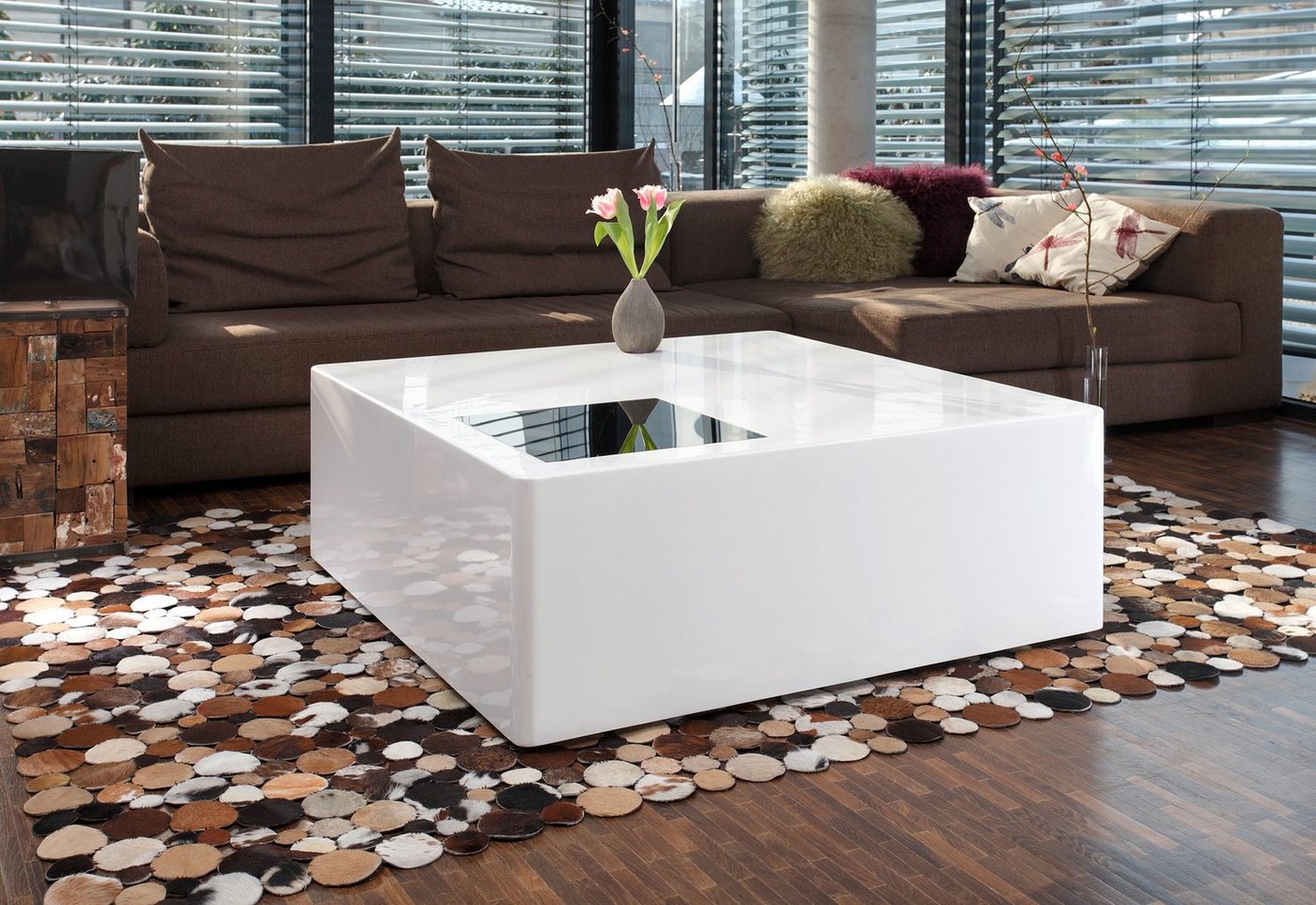 SalesFever Couchtisch Couchtisch mit Stil, Schwarzglas Quadrat: Eleganlt – Bild 5 von 5