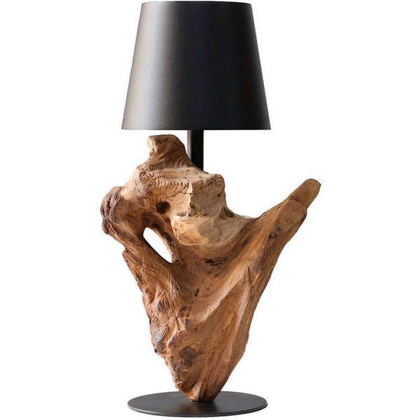 SalesFever LED Tischleuchte Veluno Natürliches Design mit Holzgestell und mattem Lampenschirm, USB-Ladefunktion, Warmweiß, Akku-Tischlampe, 29 cm, 5200 mAh, war