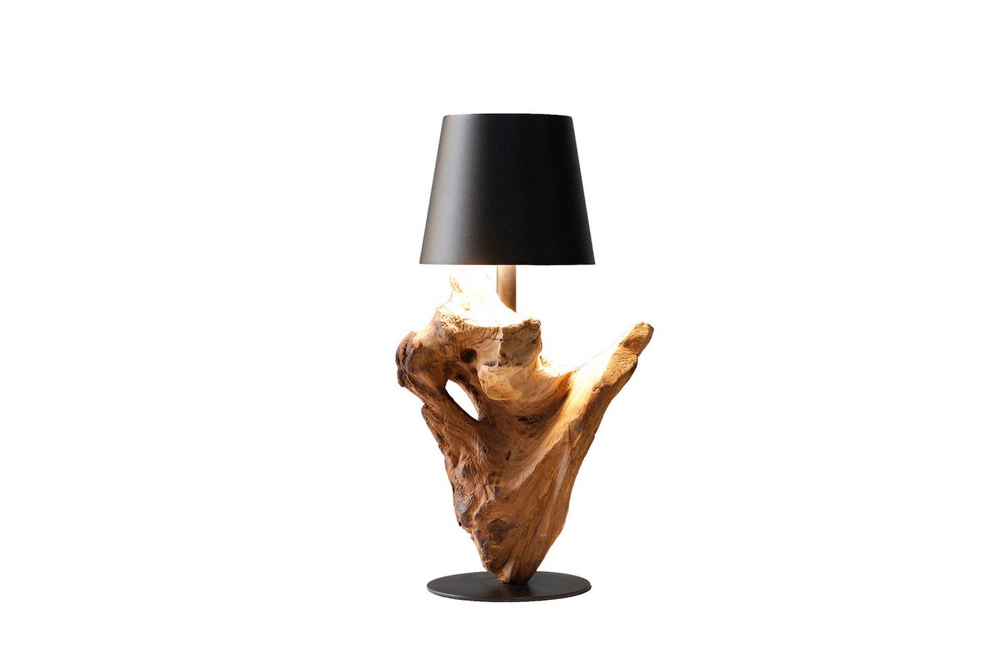 SalesFever LED Tischleuchte Veluno Natürliches Design mit Holzgestell und mattem Lampenschirm, USB-Ladefunktion, Warmweiß, Akku-Tischlampe, 29 cm, 5200 mAh, war – Bild 3 von 5