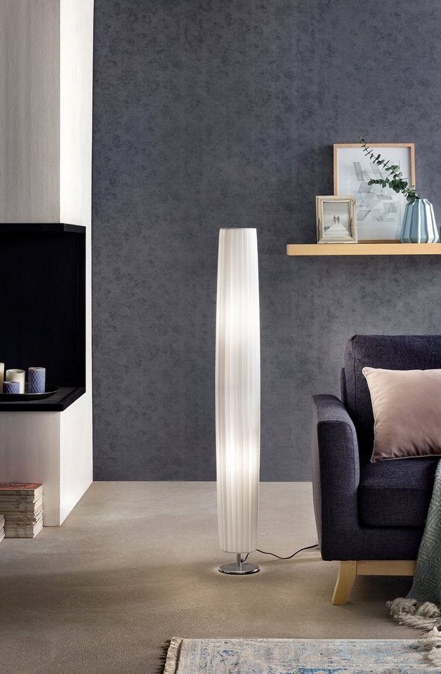 SalesFever Stehlampe Oliver Rundes Design mit Plissee-Schirm und Chromoptik, ohne Leuchtmittel, 2x E27 bis 40 W, 120 cm, Bodenleuchte mit Kippschalter – Bild 2 von 4
