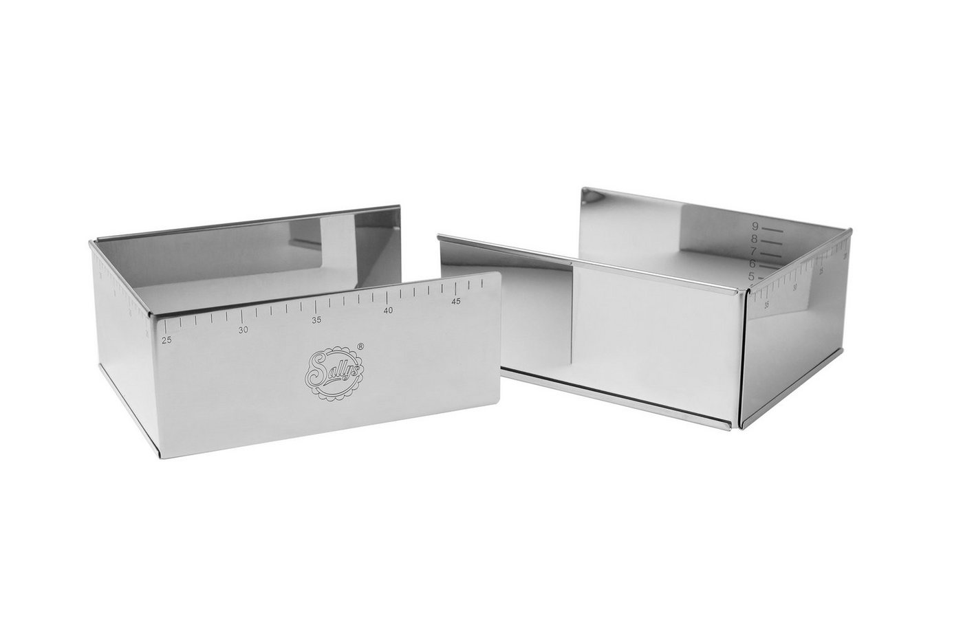 Sallys Backrahmen Hochwertiger verstellbare Backform V2, Edelstahl, 24×19 bis 32×46 cm, (extra Hoch, 1 tlg., Mit Innen- & Außenskalierung, präzises Backen, pfle – Bild 3 von 5