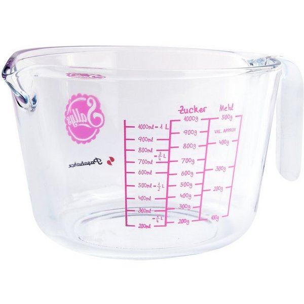 Sallys Messbecher für 500 ml oder 1 Liter Fassungsvermögen, Rutschfester Griff