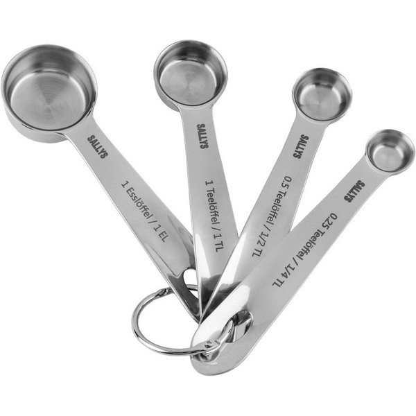 Sallys Messlöffel Set 4 Teilig - 0,25 TL / 0,5 TL / 1 TL / 1 EL, (4-St., Teilig)