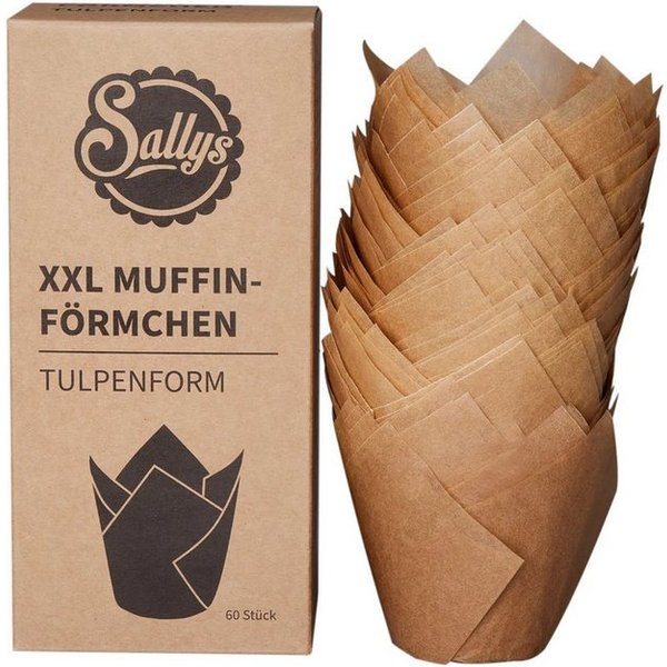 Sallys Muffinform Papier - Muffinförmchen Tulpenform, 60 Stück