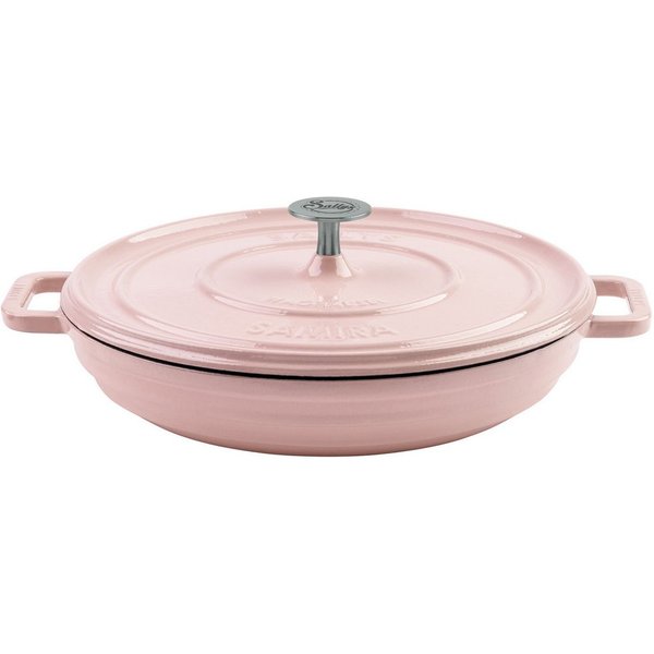 Sallys Schmortopf Hochwertiger Gusseisentopf Samira, 3L Bräter in Ø 32 cm, Vollgusseisen mit hochwertiger Emaille-Beschichtung (Schmortopf mit Deckel, flacher B