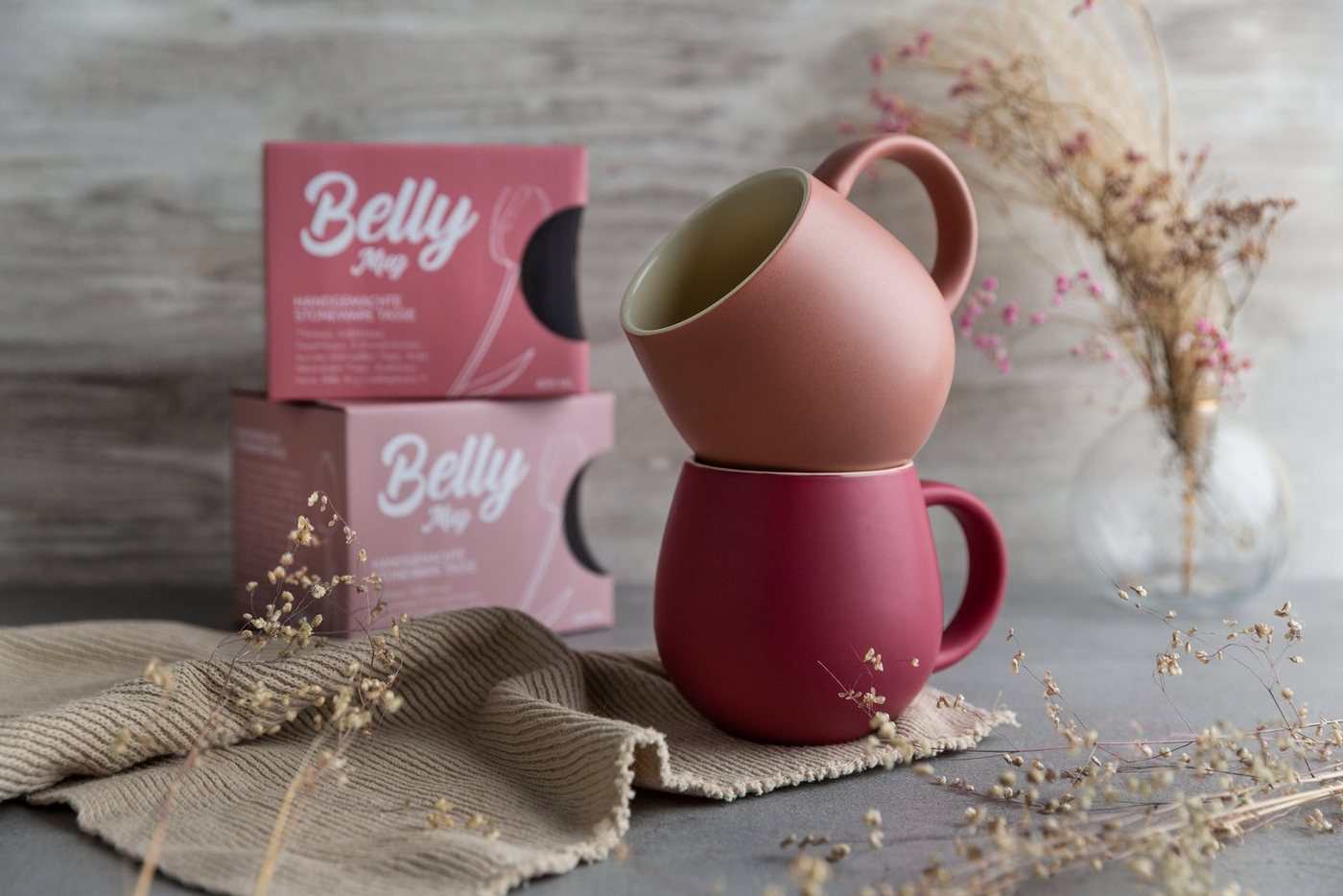 Sallys Tasse Belly Mug, handgemacht aus 400 ml, langer Wärmespeicher durch 100 % Steingut – Bild 5 von 5