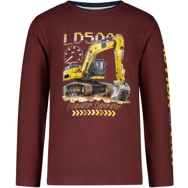 SALT AND PEPPER Langarmshirt Salt & Pepper Jungen Schaufelbagger Langarmshirt dark red (1-tlg)