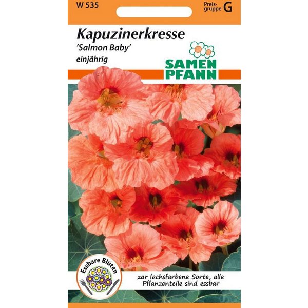 SAMEN PFANN Blumensamen Kapuzinerkresse, Salmon Baby - Kapuzinerkresse-Samen Saatgut Samen, Tropaeolum majus