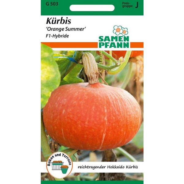 SAMEN PFANN Gemüsesamen Kürbis, Orange Summer F1 (Hokkaido-Kürbis) - Kürbis-Samen Saatgut, Cucurbita maxima