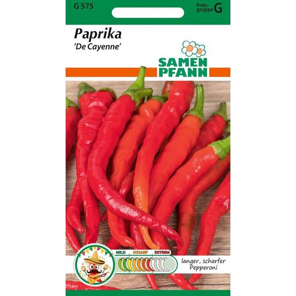 SAMEN PFANN Gemüsesamen Paprika, De Cayenne - Paprika-Samen Saatgut Samen, Capsicum annuum