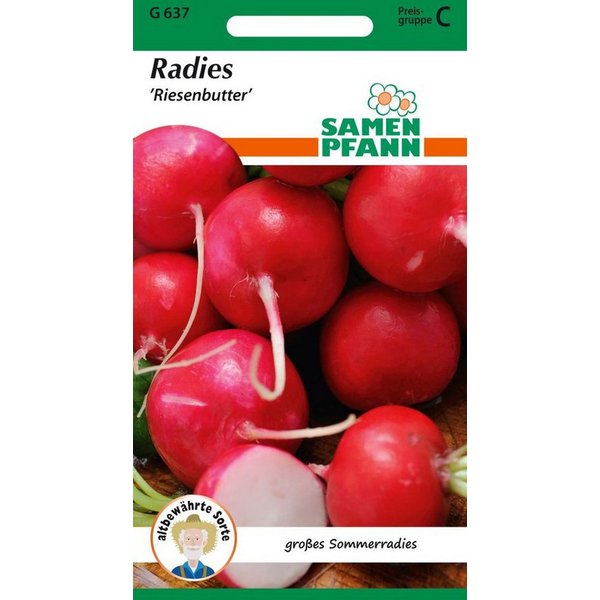 SAMEN PFANN Gemüsesamen Radies, Riesenbutter - Radieschen-Samen Saatgut Samen, Raphanus sativus