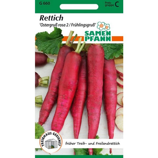 SAMEN PFANN Gemüsesamen Rettich, Ostergruß Rosa 2 Frühlingsgruß, früh Treibrettich rot, Samen, Raphanus sativus