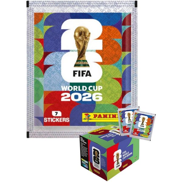 Panini Sammelkarte Panini WM 2026 Sticker Tüte oder 50er Box Display FIFA World Cup, Chance auf exklusive Extra-Sticker