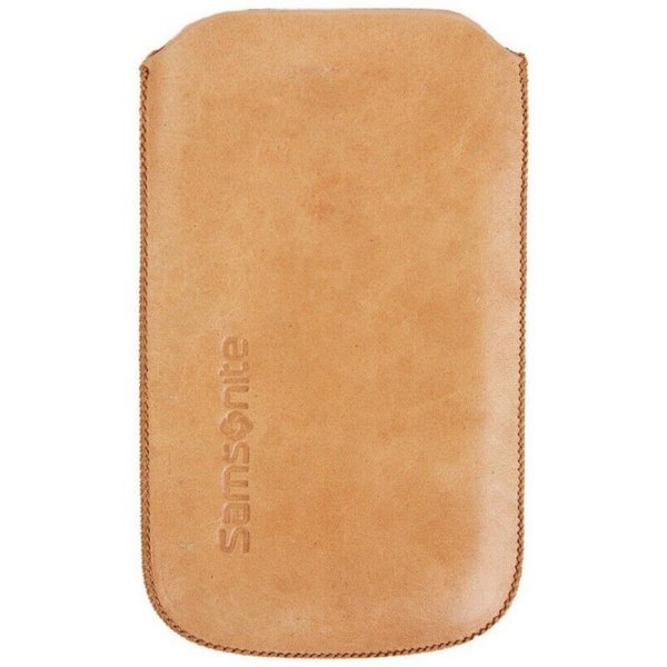 Samsonite Handyhülle Leder Universal Pouch Tasche Toledo Beige M, hochwertige Schutz-Hülle Etui für klassisches Handy MP3-Player