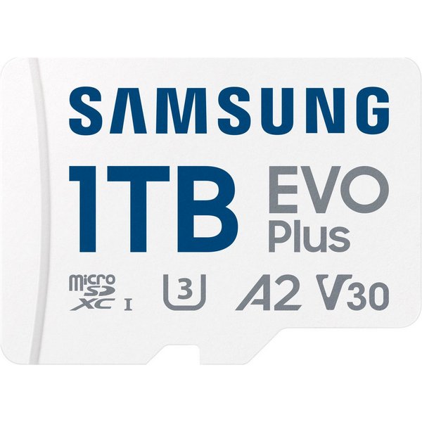 Samsung EVO Plus (2024) inkl. SD-Adapter Speicherkarte (1000 GB, Video Speed Class 30 (V30)/UHS Speed Class 3 (U3), 160 MB/s Lesegeschwindigkeit)