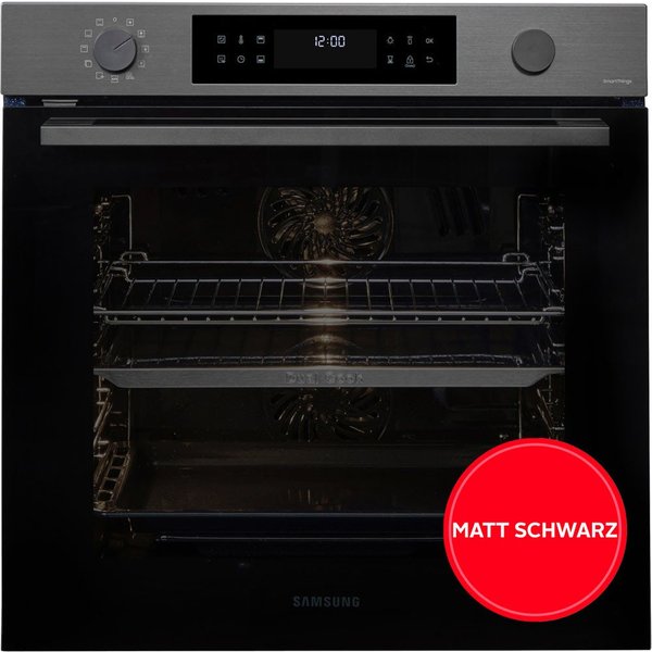 Samsung Pyrolyse Backofen Serie 4 NV7B44503DB, mit Teleskopauszug nachrüstbar, Pyrolyse-Selbstreinigung, Die matte Optik sorgt für ein elegantes und modernes Au