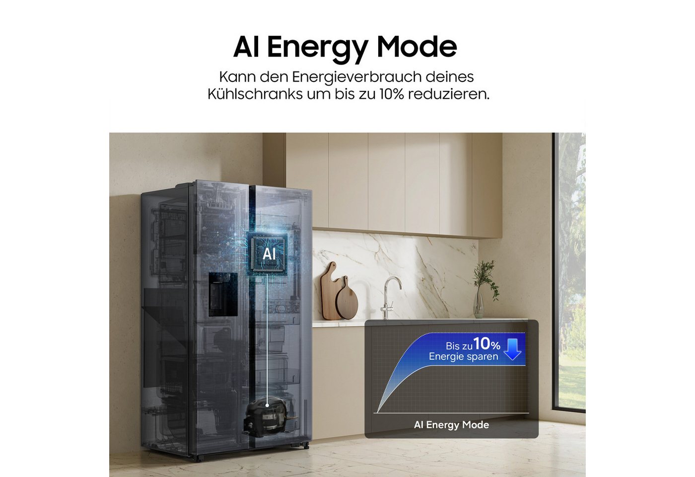 Samsung Side-by-Side RS4000 RS57DG410EM9, 178 cm hoch, 91,2 cm breit, mit Wasserspender, No Frost+, AI Energy Mode, SpaceMax – Bild 4 von 5