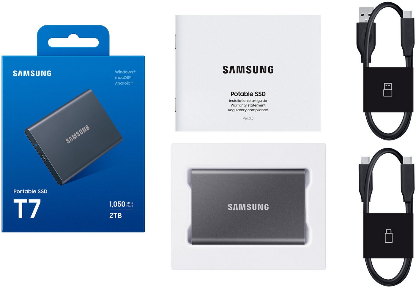 Samsung T7 externe SSD (2 TB) 3,5" 1050 MB/S Lesegeschwindigkeit, 1000 MB/S Schreibgeschwindigkeit – Bild 2 von 5