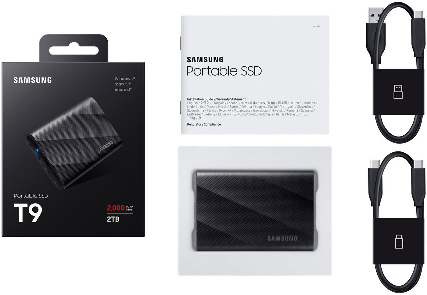 Samsung T9 externe SSD (2 TB) 3,5" 2000 MB/S Lesegeschwindigkeit, 1950 MB/S Schreibgeschwindigkeit – Bild 2 von 5