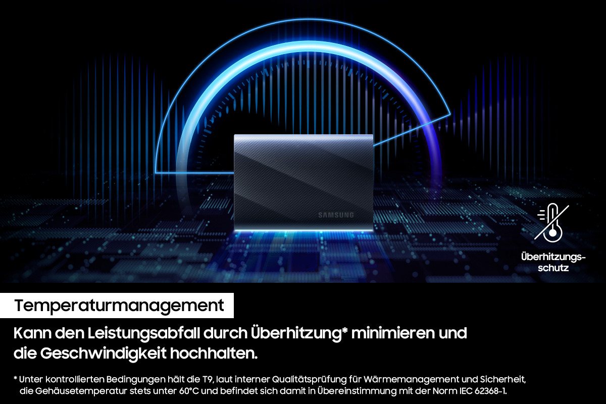 Samsung T9 externe SSD (2 TB) 3,5" 2000 MB/S Lesegeschwindigkeit, 1950 MB/S Schreibgeschwindigkeit – Bild 5 von 5