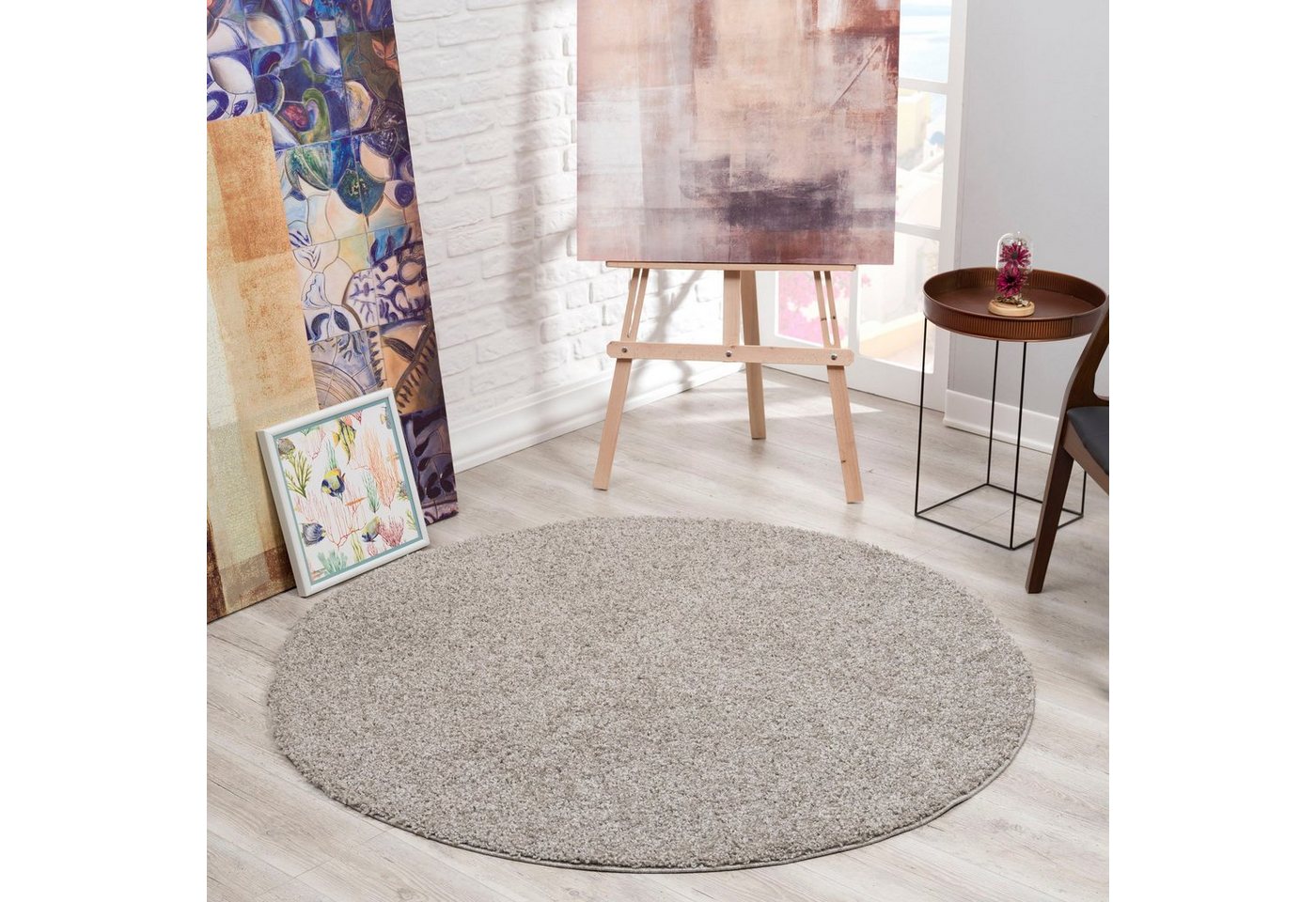 Sanat Hochflor-Teppich LOCA, auch als Läufer und in Rund, rund, Höhe: 30 mm, Wohnzimmer, Langflor, Shaggy, Schlafzimmer – Bild 4 von 5