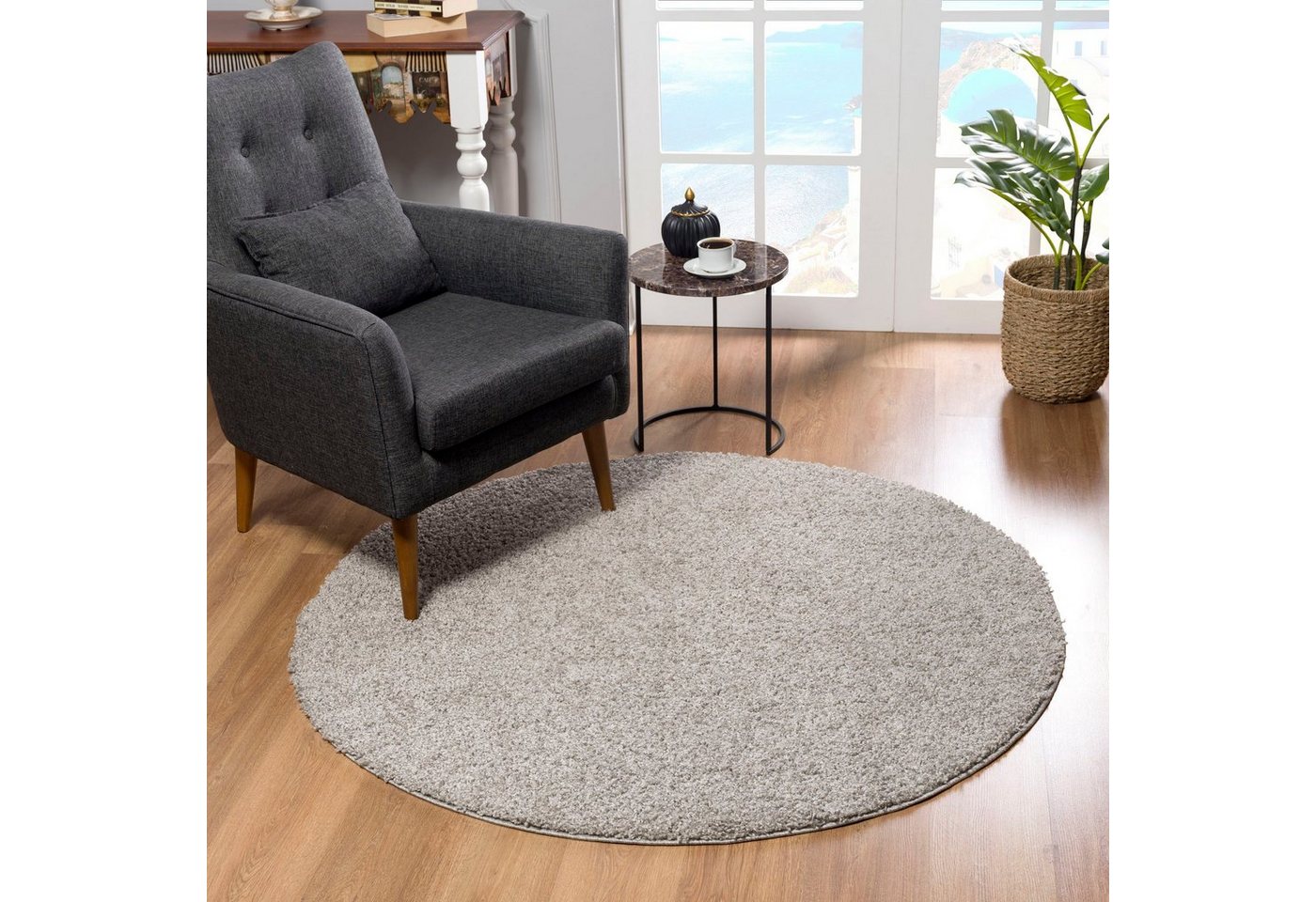 Sanat Hochflor-Teppich LOCA, auch als Läufer und in Rund, rund, Höhe: 30 mm, Wohnzimmer, Langflor, Shaggy, Schlafzimmer – Bild 5 von 5