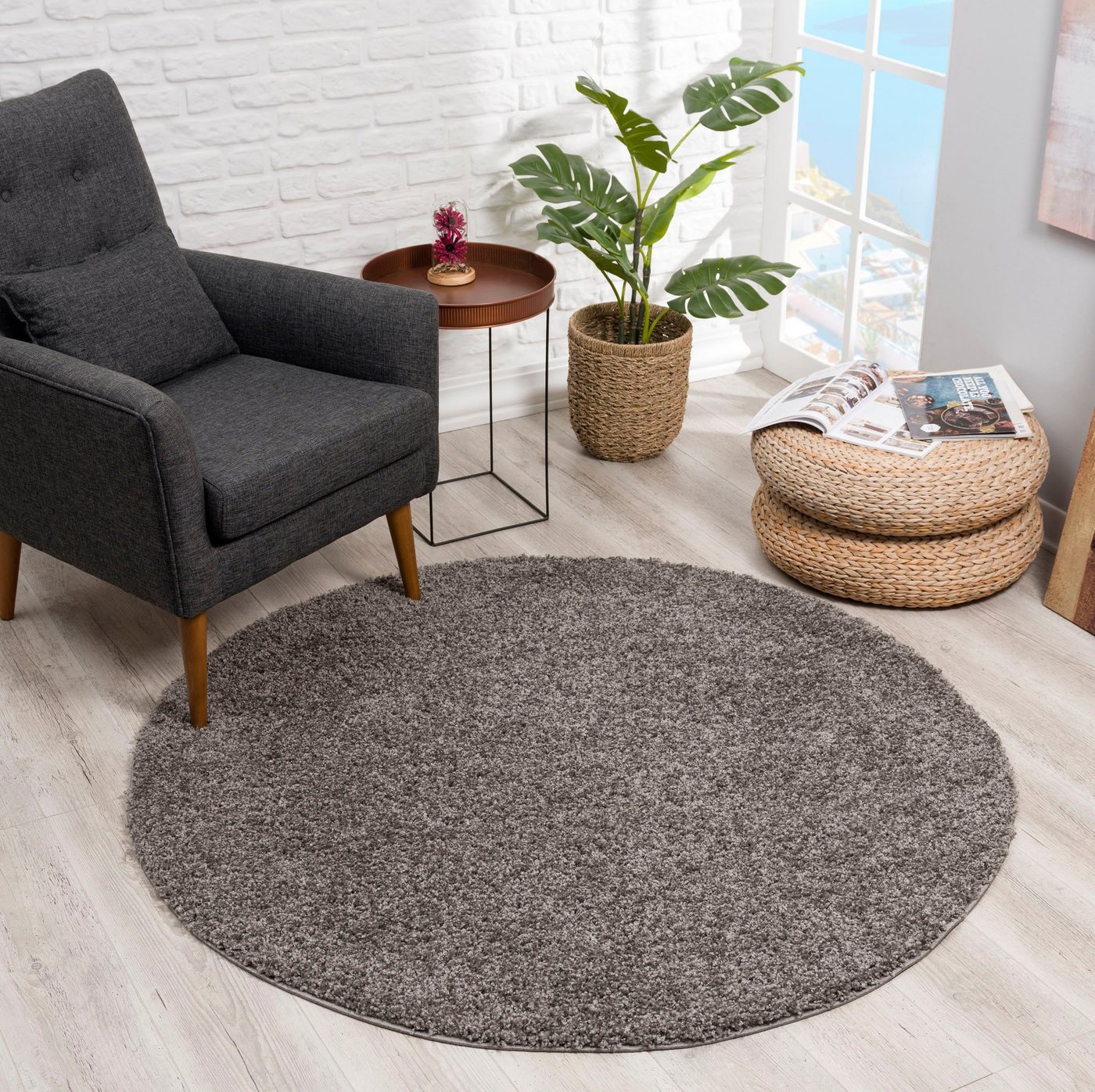 Sanat Hochflor-Teppich LOCA, auch als Läufer und in Rund, rund, Höhe: 30 mm, Wohnzimmer, Langflor, Shaggy, Schlafzimmer – Bild 5 von 5