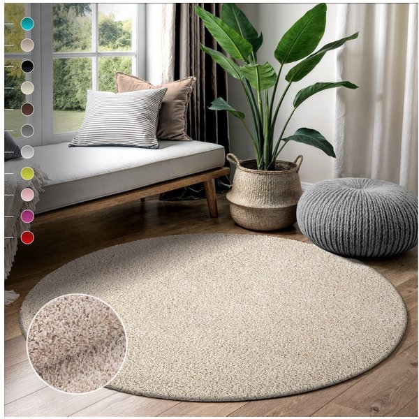 Sanat Hochflor-Teppich LOCA, auch als Läufer und in Rund, rund, Höhe: 30 mm, Wohnzimmer, Langflor, Shaggy, Schlafzimmer