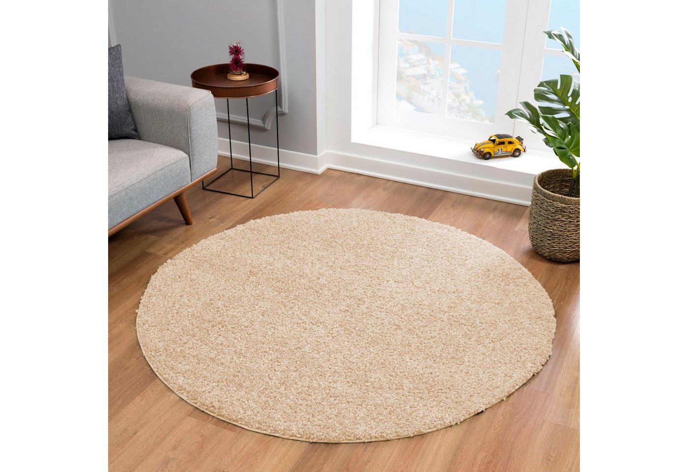 Sanat Hochflor-Teppich LOCA, auch als Läufer und in Rund, rund, Höhe: 30 mm, Wohnzimmer, Langflor, Shaggy, Schlafzimmer – Bild 5 von 5