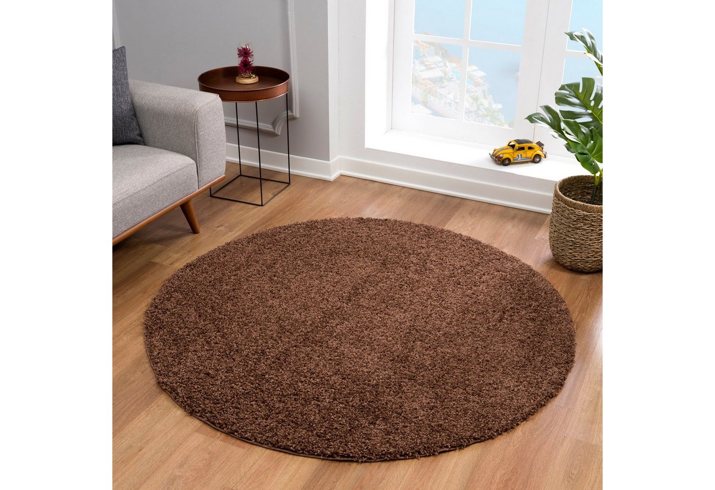 Sanat Hochflor-Teppich LOCA, auch als Läufer und in Rund, rund, Höhe: 30 mm, Wohnzimmer, Langflor, Shaggy, Schlafzimmer – Bild 5 von 5