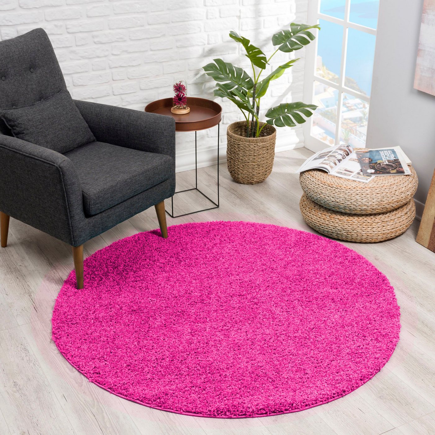 Sanat Hochflor-Teppich LOCA, auch als Läufer und in Rund, rund, Höhe: 30 mm, Wohnzimmer, Langflor, Shaggy, Schlafzimmer – Bild 4 von 5