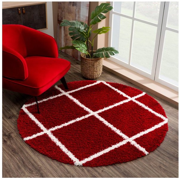 Sanat Hochflor-Teppich Madrid 1, auch in Rund erhältlich, rund, Höhe: 30 mm, Wohnzimmer, Langflor, Shaggy Teppich