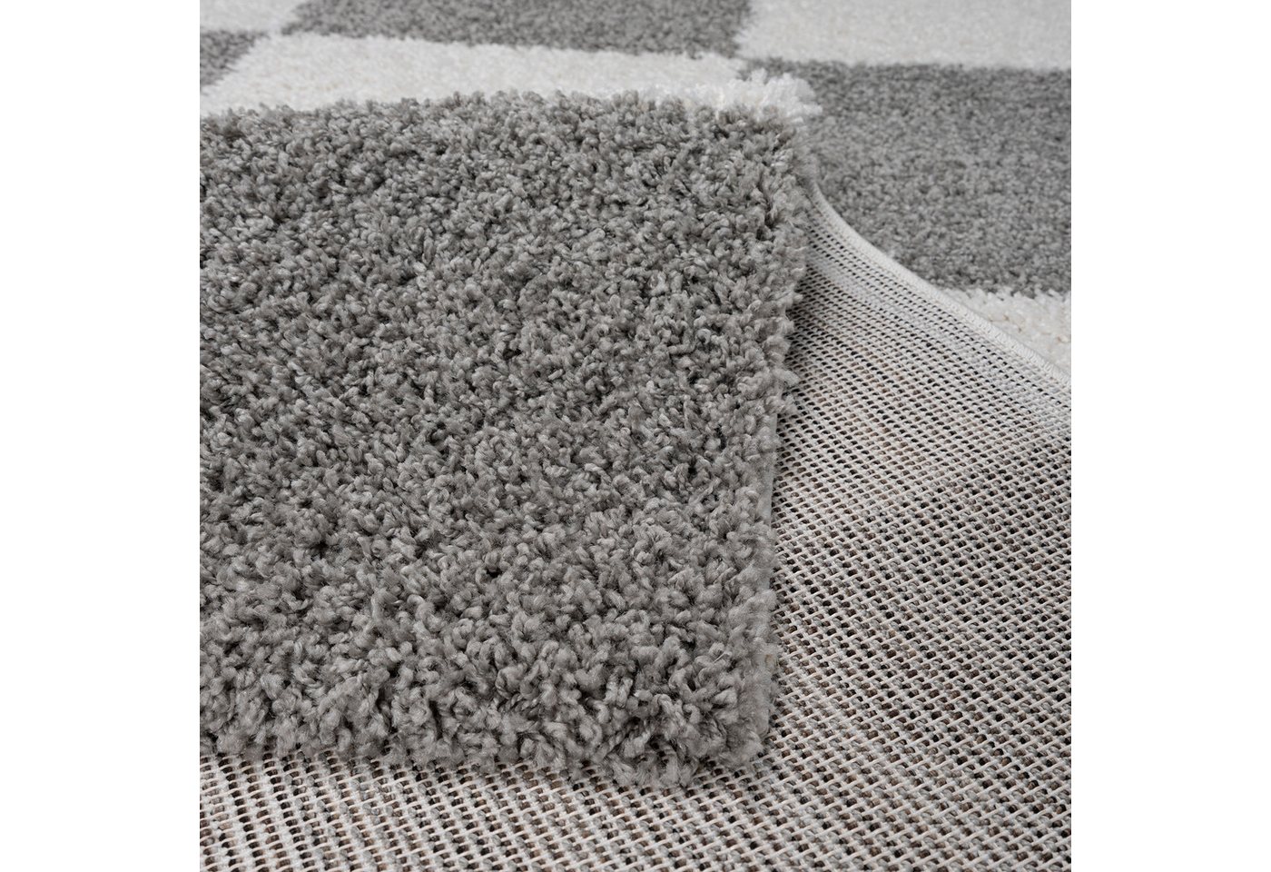 Sanat Hochflor-Teppich Milano 1250, auch als Läufer und in Rund, rechteckig, Höhe: 30 mm, Hochflor, Shaggy, Karo, Wohnzimmer, Schlafzimmer – Bild 2 von 5