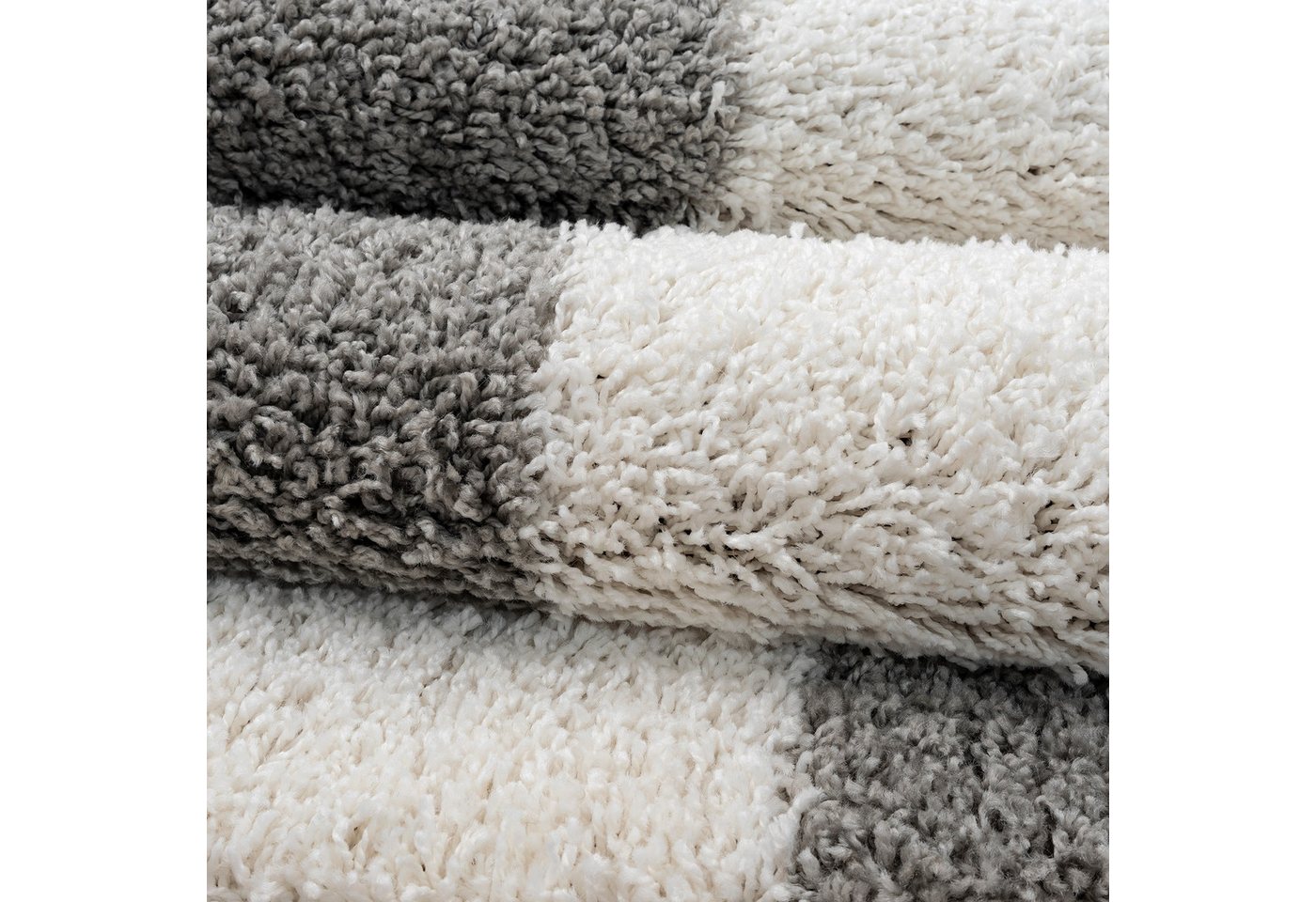 Sanat Hochflor-Teppich Milano 1250, auch als Läufer und in Rund, rechteckig, Höhe: 30 mm, Hochflor, Shaggy, Karo, Wohnzimmer, Schlafzimmer – Bild 4 von 5