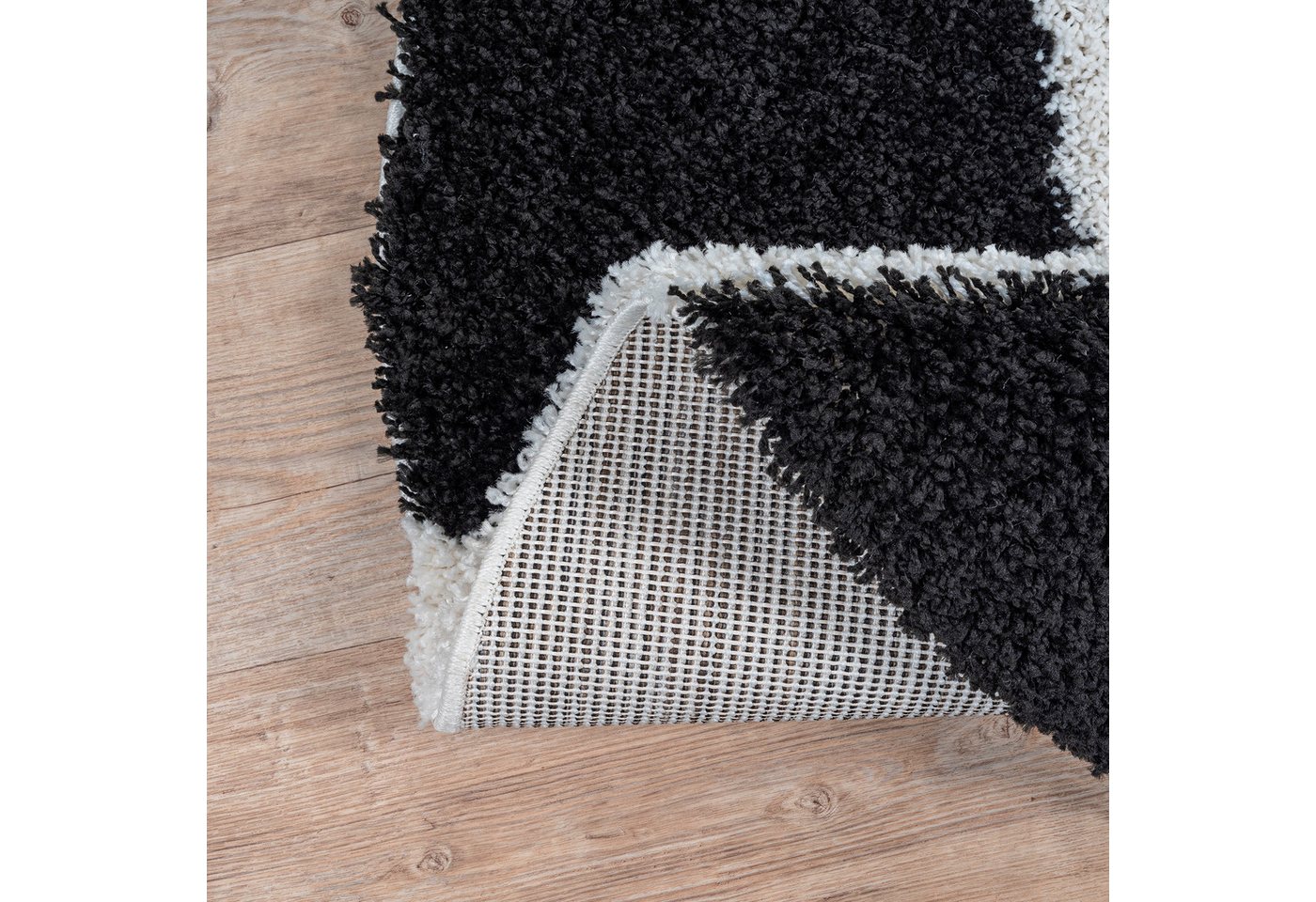 Sanat Hochflor-Teppich Milano 1250, auch als Läufer und in Rund, rund, Höhe: 30 mm, Hochflor, Shaggy, Karo, Wohnzimmer, Schlafzimmer – Bild 2 von 5