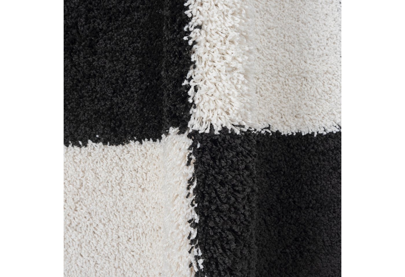 Sanat Hochflor-Teppich Milano 1250, auch als Läufer und in Rund, rund, Höhe: 30 mm, Hochflor, Shaggy, Karo, Wohnzimmer, Schlafzimmer – Bild 5 von 5