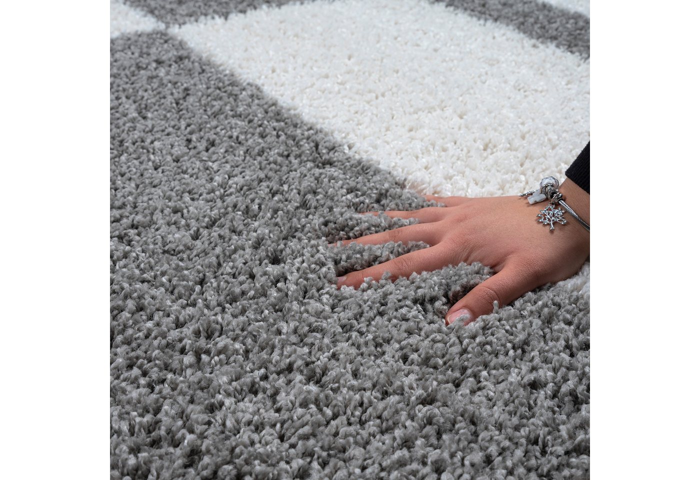 Sanat Hochflor-Teppich Milano 1254, auch als Läufer und in Rund, rund, Höhe: 30 mm, Langflor, Shaggy, Wohnzimmer, Schlafzimmer, fußbodenheizungsgeeignet – Bild 3 von 5