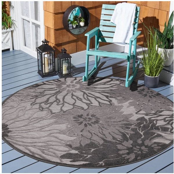 Sanat Teppich Floral 2 Outdoor, rund, Höhe: 6 mm, In- und Outdoor geeignet, florales Design, Balkon, Terasse