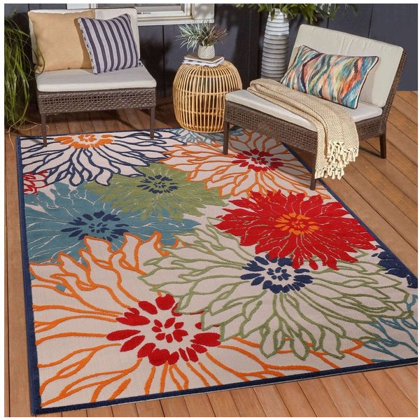 Sanat Teppich Floral 2 Outdoor, auch als Läufer und rund, rechteckig, Höhe: 6 mm, In- und Outdoor geeignet, Blumen, Balkon, Terrasse, Außenbereich