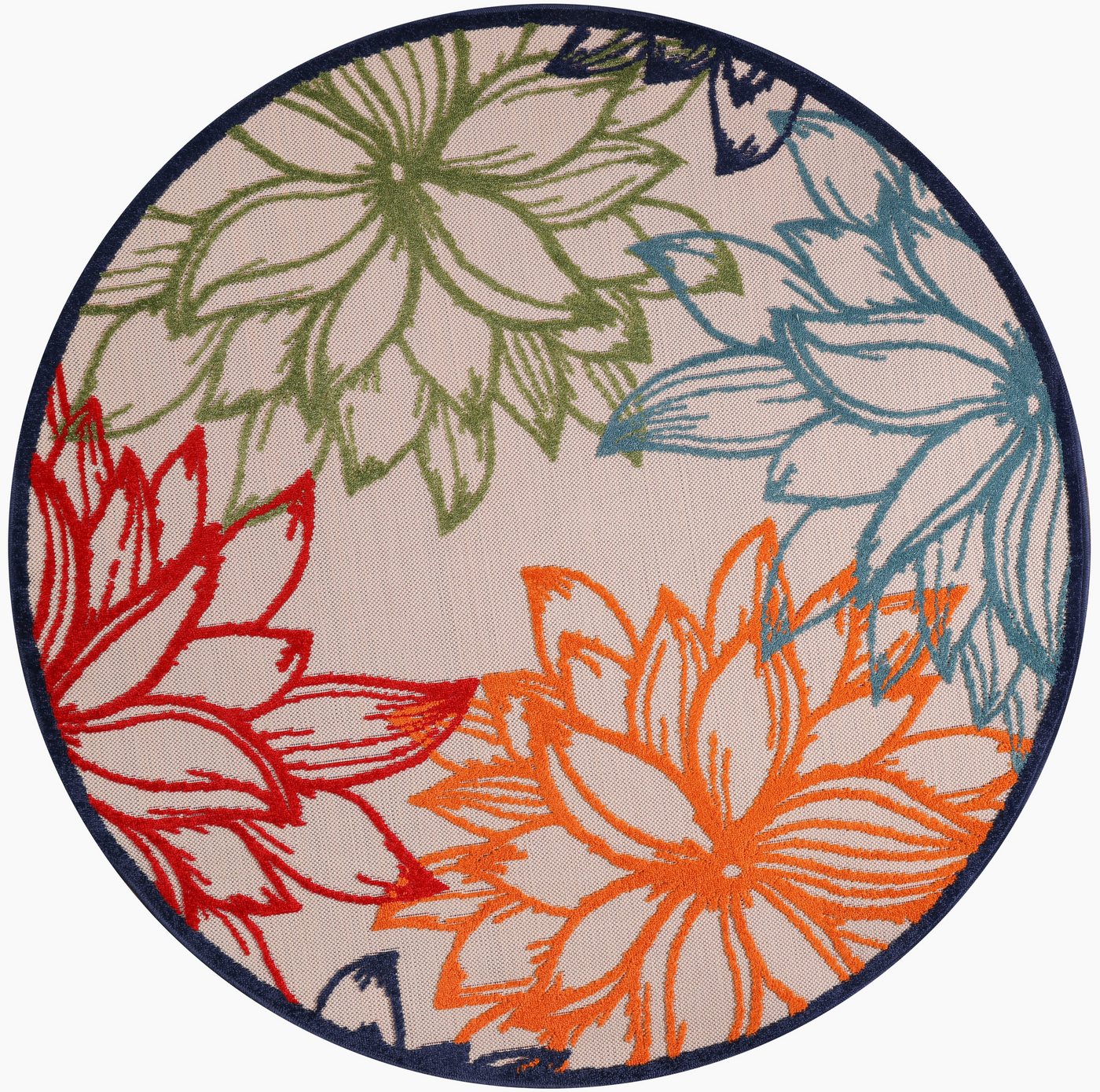 Sanat Teppich Floral 2 Outdoor, auch als Läufer und rund, rund, Höhe: 6 mm, In- und Outdoor geeignet, Blumen, Balkon, Terrasse, Außenbereich – Bild 2 von 5