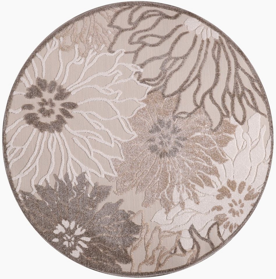 Sanat Teppich Floral 2 Outdoor, auch als Läufer und rund, rund, Höhe: 6 mm, In- und Outdoor geeignet, Blumen, Balkon, Terrasse, Außenbereich – Bild 2 von 5