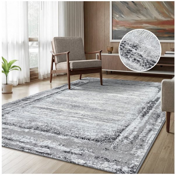 Sanat Teppich Harmony 3215, auch als Läufer und in Rund, rechteckig, Höhe: 12 mm, Wohnzimmer, Kurzflor, modern, Bordüre, Schlafzimmer