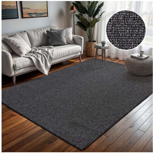 Sanat Teppich Lora Plus, auch als Läufer, rechteckig, Höhe: 5 mm, Kurzflor, uni, gekettelt, Wohnzimmer, Kinderzimmer